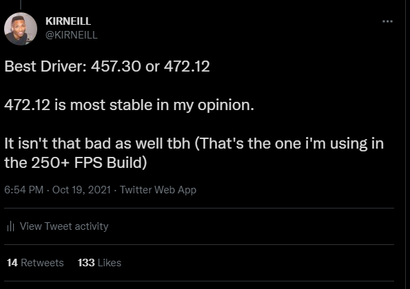 KIRNEILL's tweet photo. COD is recommending the NVIDIA Driver (472.12).

Who would've thought? Not Me! 🤷‍♂️ https://t.co/4nGttWkQ4m