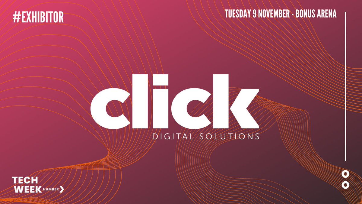 techweekhumber's tweet photo. #Meetyourexhibitors for #TechWeekHumber
@clickdigitalsol will be exhibiting at #TechWeekHumber21 on 9th November at Bonus Arena, Hull.
Register for free today --> https://t.co/8EfWaZ6dqa
#exhibitors #tech #hull #humbertech #techhumber #freeevent #joinus #signup https://t.co/aag8ftO4Gx
