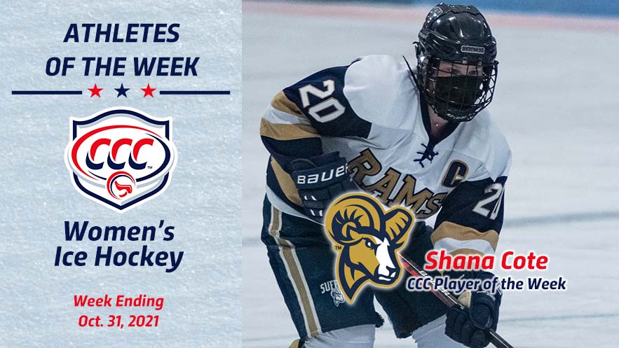CNE_Sports's tweet photo. #CCCWIH | Shana Cote had back-to-back three point games with two goals and an assist in each as @gosuffolkrams opened their season 2-0. She was selected as the first-ever CCC Women's Ice Hockey Player of the Week.
READ: https://t.co/8bhmQYE6C1
#d3hky https://t.co/eVJCfjA0o5
