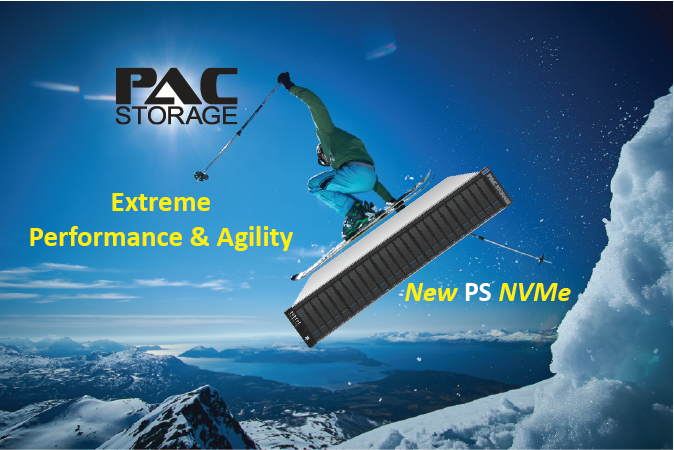 PacStorage's tweet photo. Introducing the PAC Storage PS NVMe. With extreme throughput &amp; speed, one 25 Bay system reaches 1 Million IOPS and breaks 20GB/s throughput. Supports File and Block Data + Fully Redundant w/ 5 9's uptime and 24 Host Ports: #ai  #nvme #postproduction https://t.co/vfeUzWOV2m