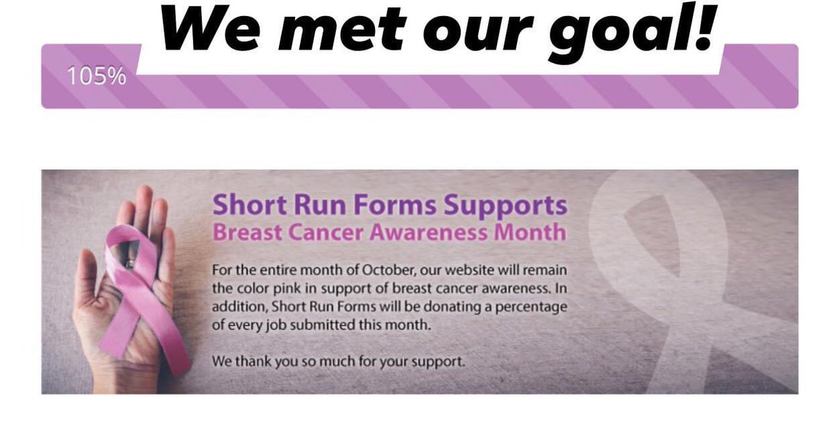 shortrunforms's tweet image. Thanks to you we met our goal! 👏😀We truly appreciate the opportunity to donate &amp;amp; support Breast Cancer Awareness Month this year! shortrunforms.com

#printingcompany #printshop #printingservices #printcompany #commercialprinting #BreastCancerAwarenessMonth #shortrunforms