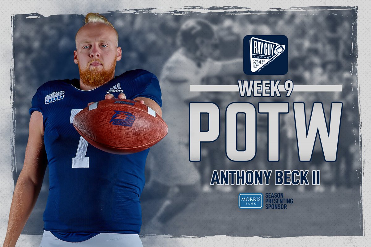 GSAthletics_FB's tweet photo. .@RayGuyAward Punter of the Week

→ Averaged 49.25 yards
→ Longest punt was 63 yards

#HailSouthern | @anthony_beck4 https://t.co/LGHlBjvM1P