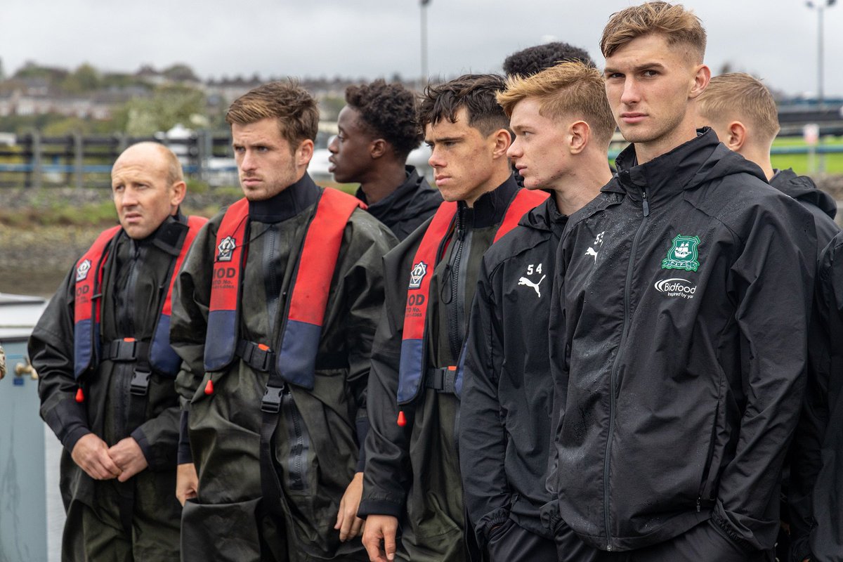 HMNBDevonport's tweet photo. #PAFCAcademy has got close up to the #RoyalMarines Landing Craft experts at @HMNDevonport with a visit to #47Cdo The squad spent an afternoon on the Tamar experiencing the commandoโs Off Shore Raiding Craft https://t.co/7ySa67s02n