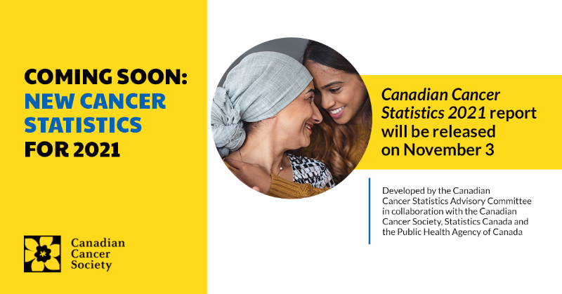 cancersociety's tweet photo. COMING SOON: On November 3, we’re releasing the Canadian #CancerStats 2021 report with @StatCan_eng and @GovCanHealth to share the changing impact of cancer on the lives of Canadians across the country. Bookmark the page below and watch for more updates. #CancerInCanada