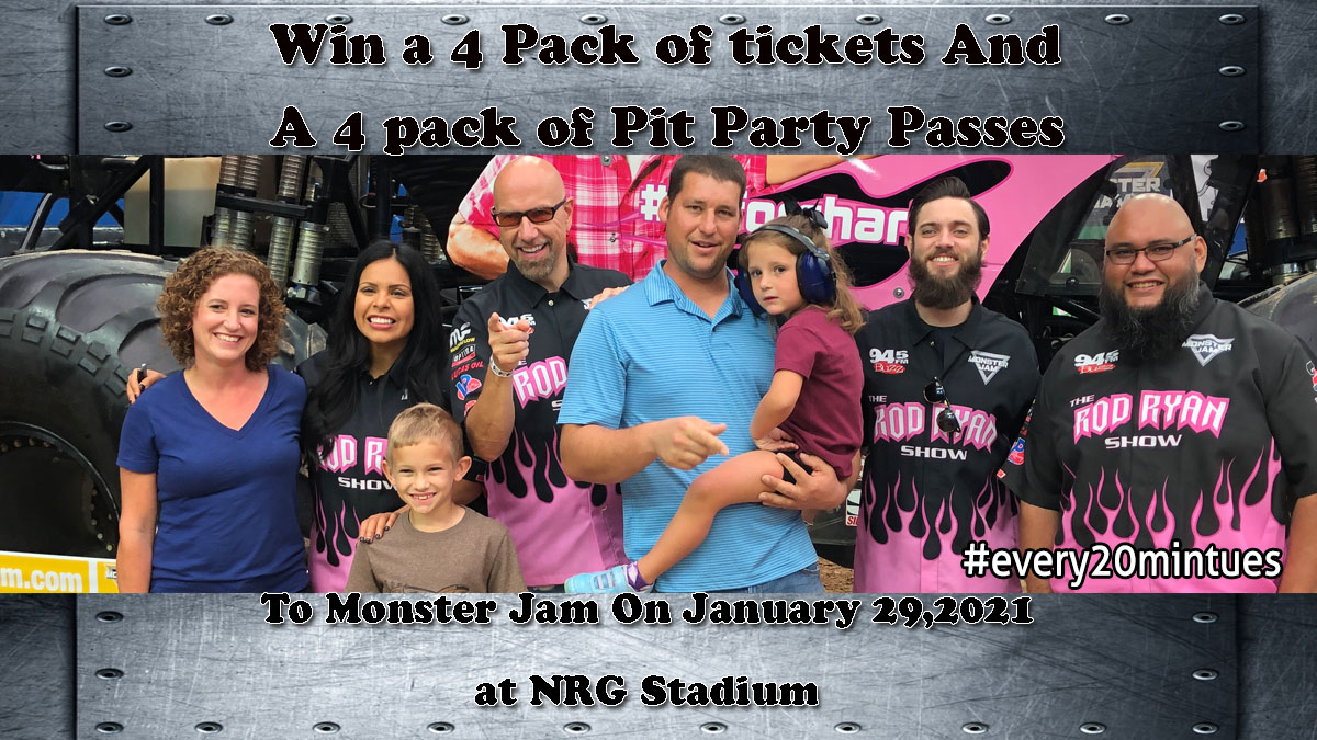 rodryanshow's tweet photo. You could be having a blast at the Pit Party at the @MonsterJam, win a 4 Pack of tickets with Pit Party Passes with #every20minutes and @945thebuzz and @rodryanshow. Make sure you retweet this tweet using #MonsterJam for your chance to win. Winner selection at 9:20 am. https://t.co/mv6goYLvnH
