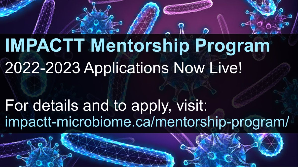 IMPACTT_Canada's tweet photo. Are you a #postdoc or early career faculty member at a Canadian institution? Do you conduct #microbiome #research? Are you interested in mentorship from an established researcher in your field? https://t.co/3r1HWJme94