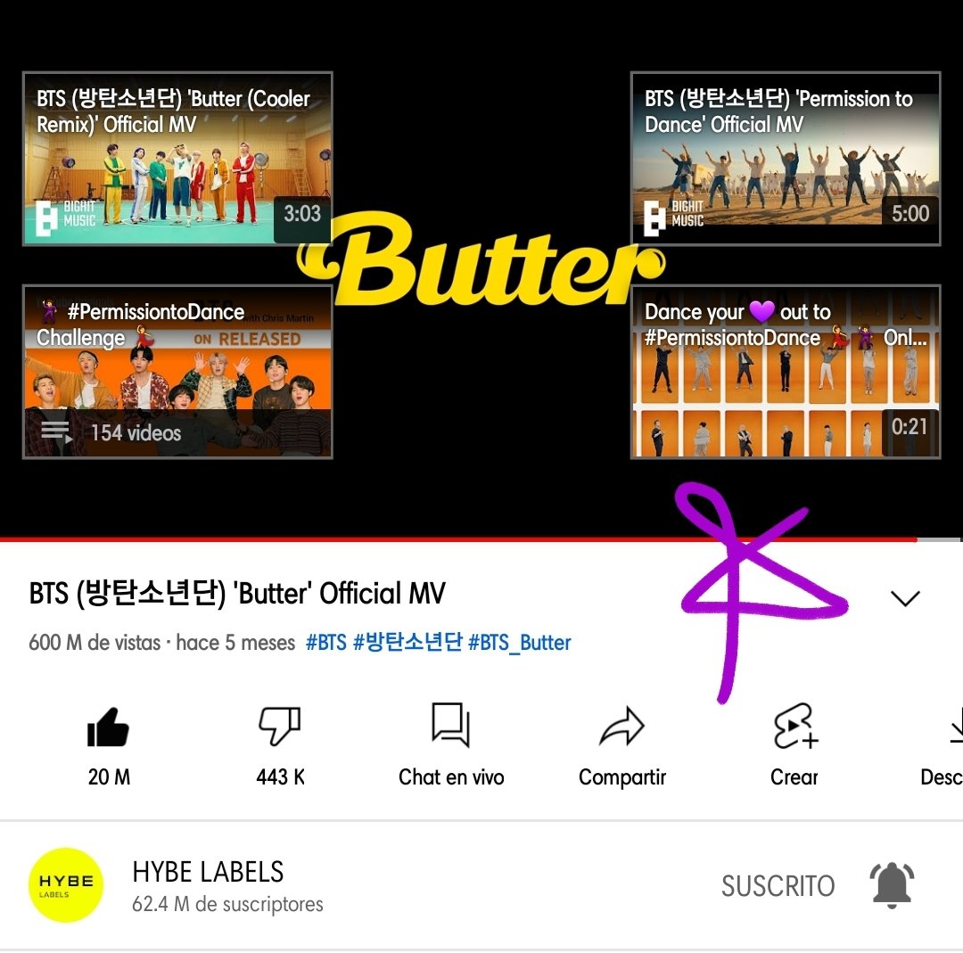 seoksland's tweet photo. El video musical #BTS_Butter alcanzó los 600 Millones de vistas en YouTube ha 5 meses desde su lanzamiento! 💗🎉🎉 @BTS_twt #ButterTo600M https://t.co/L9DWJKIYcq