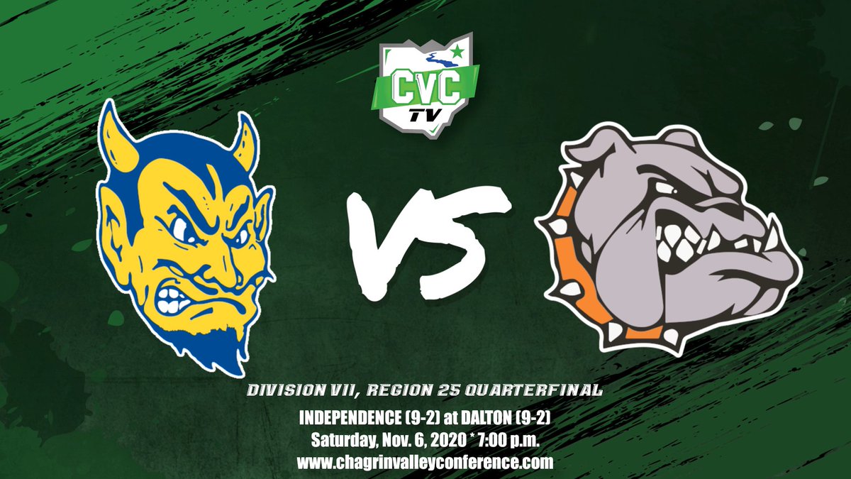 CVC_Athletics's tweet photo. It's official, CVC TV will be headed to Dalton on Saturday for a Division VII, Region 25 quarterfinal between @Go_IHSFootball and @DaltonLocal #CVCTV #CVCFootball @a4mcghee https://t.co/QhR0SDPERD