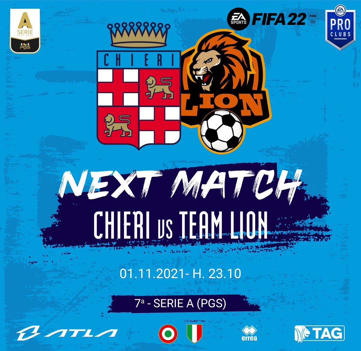 ThetaChieri's tweet image. 🏆7⃣ @PGS_ITALY SERIE 🅰️
🆚 @TEAMLIONpro  
🖥 twitch.tv/chieriesports

@ToretProClub
@ILOVEPROCLUB1
@ProClub_LS