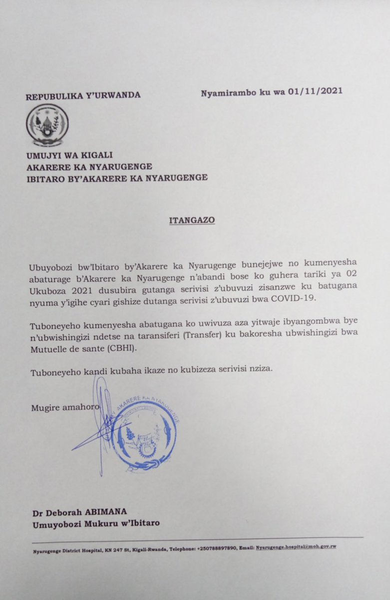 Dr Sabin Nsanzimana (@nsanzimanasabin) on Twitter photo In July 2021 <a href="/HospitNyarugeng/">Nyarugenge District Hospital</a> bed occupancy was 💯.Today no #COVID patient remaining. Tomorrow the hospital will reopen for general health services.We thank everyone who contributed to this progress,especially front-liners working tirelessly to save lives #Sindohoka In July 2021 <a href="/HospitNyarugeng/">Nyarugenge District Hospital</a> bed occupancy was 💯.Today no #COVID patient remaining. Tomorrow the hospital will reopen for general health services.We thank everyone who contributed to this progress,especially front-liners working tirelessly to save lives #Sindohoka