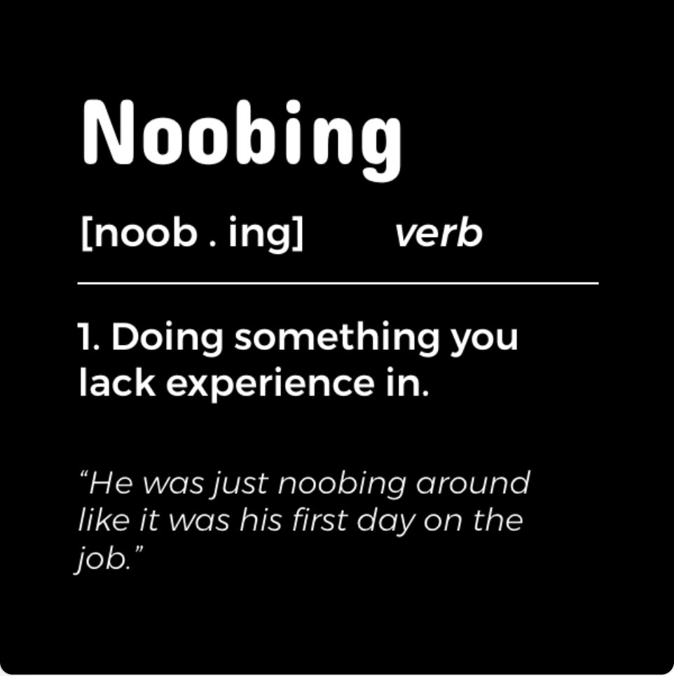 Noobing

noob . ing

Doing something you lack experience in.

"He was just noobing around like it was his first day on the job."

opensea.io/assets/0x495f9…

#NFTs #nftcollector #NFTNYC #verbify