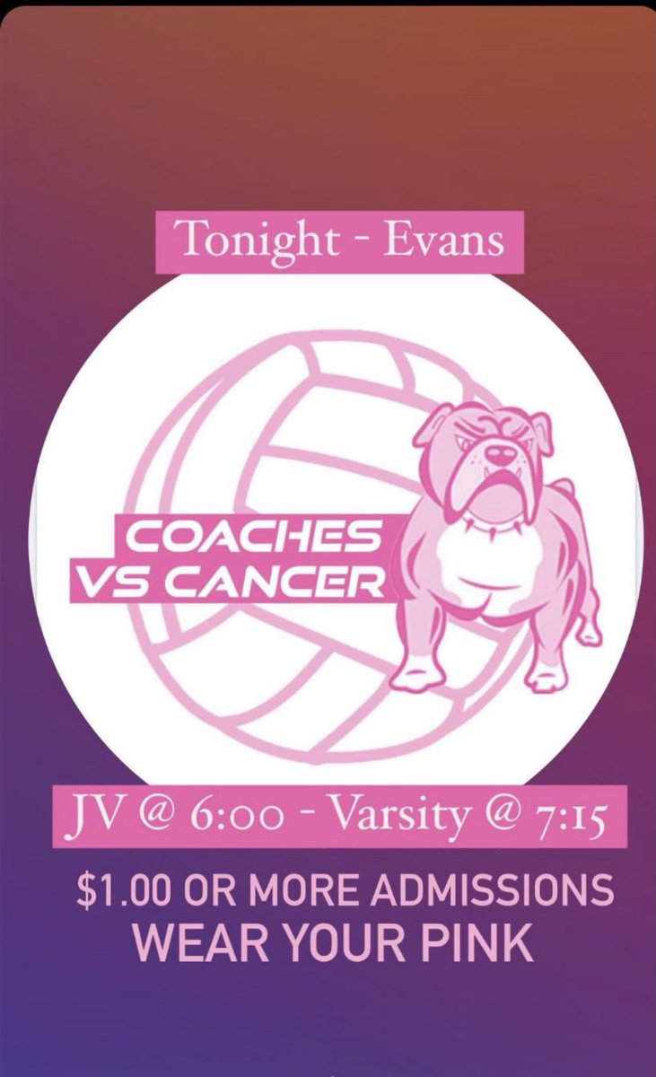 Coaches vs cancer volleyball game tonight pop out in pink!!