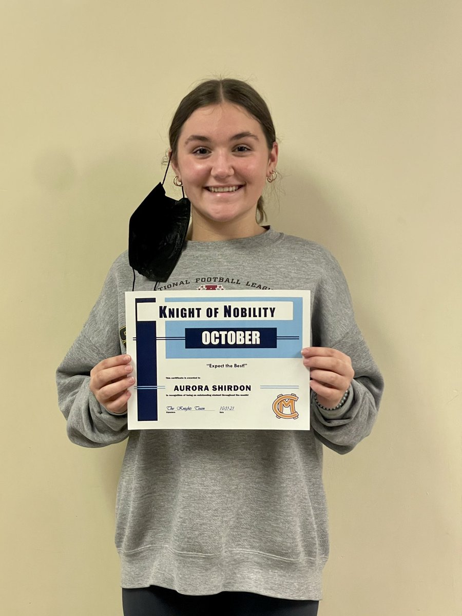 MrsGaetanoCMMS's tweet photo. The Knights are excited to share that Aurora is our Knight of the Month for October!  Way to go, Aurora! #ExpectTheBestAtCMS #CMSKnightsProud https://t.co/g3NE1ZdVKS