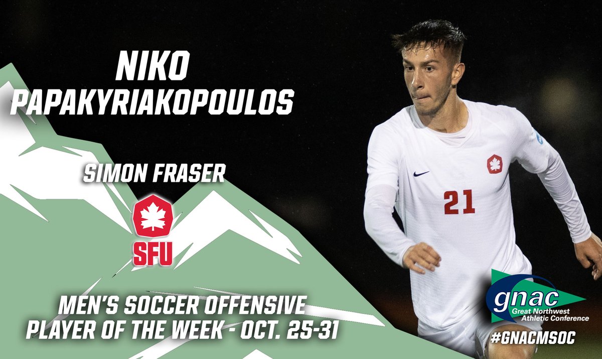 GNACsports's tweet photo. Congrats to Niko Papakyriakopoulos of @sfu_athletics, the #GNACMSOC Offensive Player of the Week!
https://t.co/AEQ7odx4YX https://t.co/Jczsywn3So