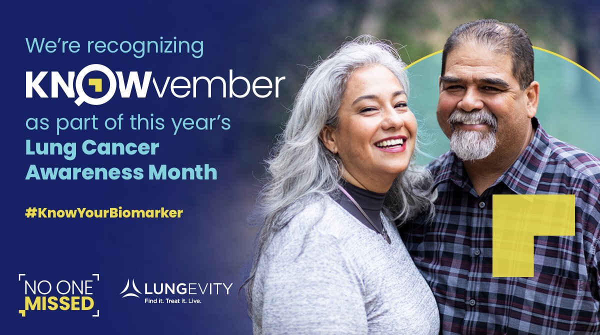 We're supporting @LUNGevity in recognizing KNOWvember as part of #LungCancerAwarenessMonth. Receiving comprehensive biomarker testing is a crucial step in treating non-small cell #lungcancer. Share your biomarker story using #KnowYourBiomarker. #NoOneMissed #LCAM #LCSM