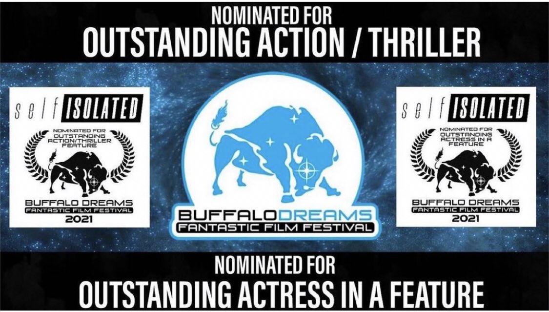 MaggiMayfield's tweet photo. I’m floored! Just found out I was nominated for Outstanding Actress in a Feature at @BuffaloDreams
Also, congrats Self Isolated Movie team for the Outstanding Action/Thriller Feature nomination! Holy crap this is cool 🥳😋
#grateful #selfisolated #filmmaking #pandemicproject https://t.co/SHhX80axpT