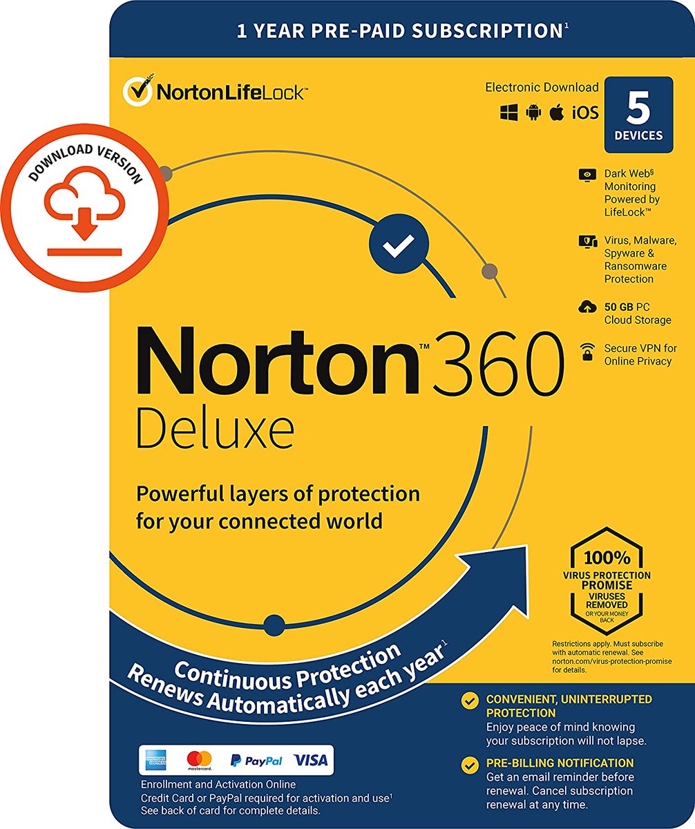 bitsnbobsuk's tweet photo. #Amazon #UK 🇬🇧 | 84% OFF | Limited Time Offer | #Norton 360 Deluxe 2021 #Antivirus #software for 5 Devices (ad) > https://t.co/YYE8hmzq0R https://t.co/2PoVrUYd1v