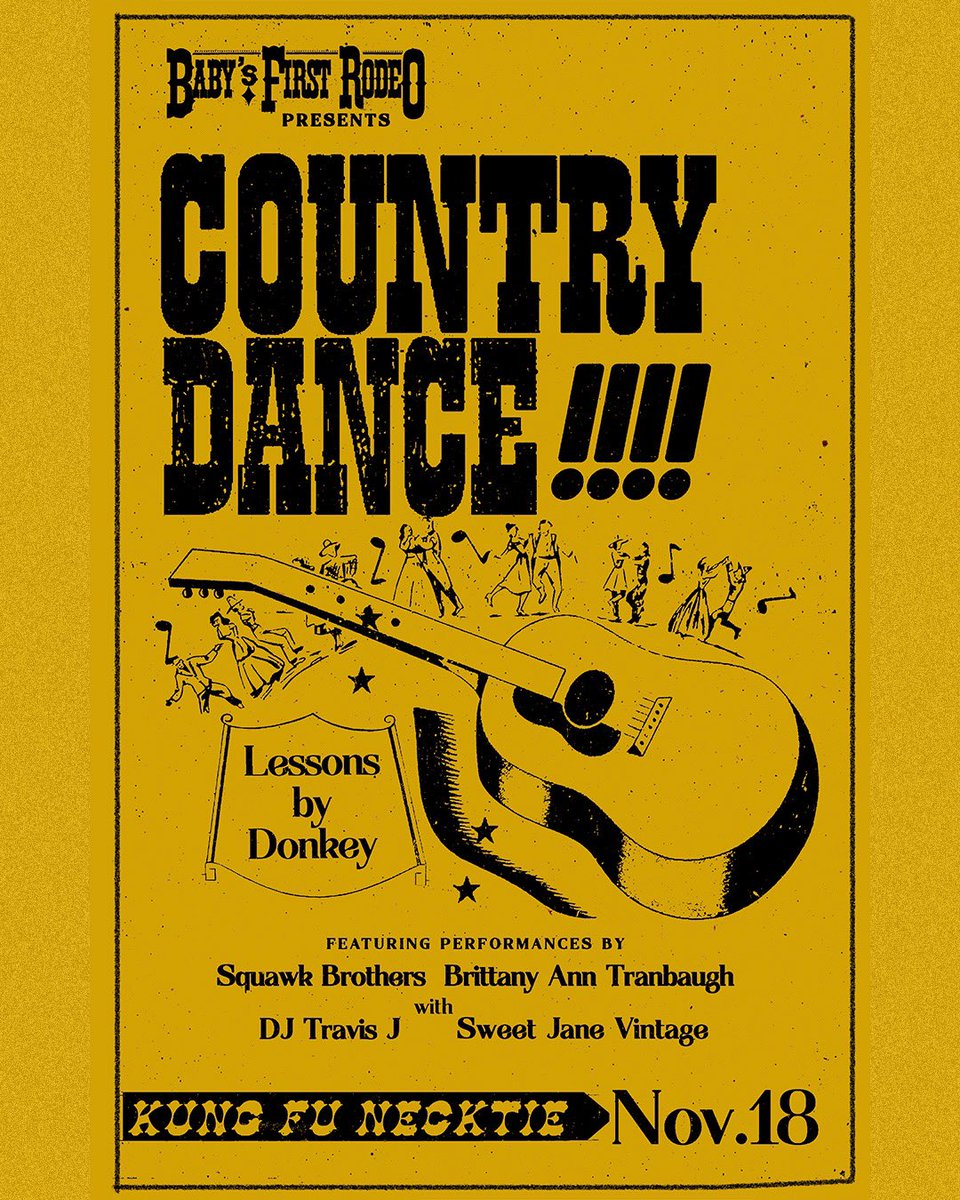 Looking forward to playing Philly’s one and only monthly cosmic country party with my stellar new band on 11/18! We’ll be opening the show, then local faves Squawk Brothers play, then there will be dance lessons and a country dance party! 🤠