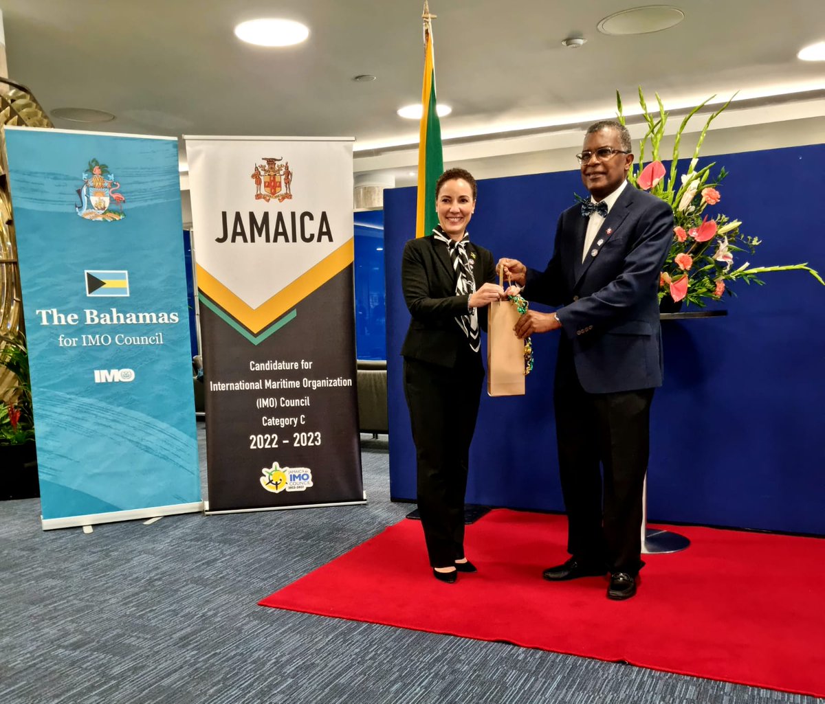 (1/2) Joint reception hosted by Foreign Ministers of The Bahamas and Jamaica in support of the candidatures of both countries for re-election to the Council of the International Maritime Organization (IMO), London, 29 October 2021.
