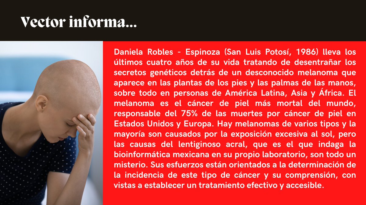 revistavector's tweet photo. ¡Científica mexicana investiga los secretos genéticos del cáncer de la piel! https://t.co/Kjbv6paCBq