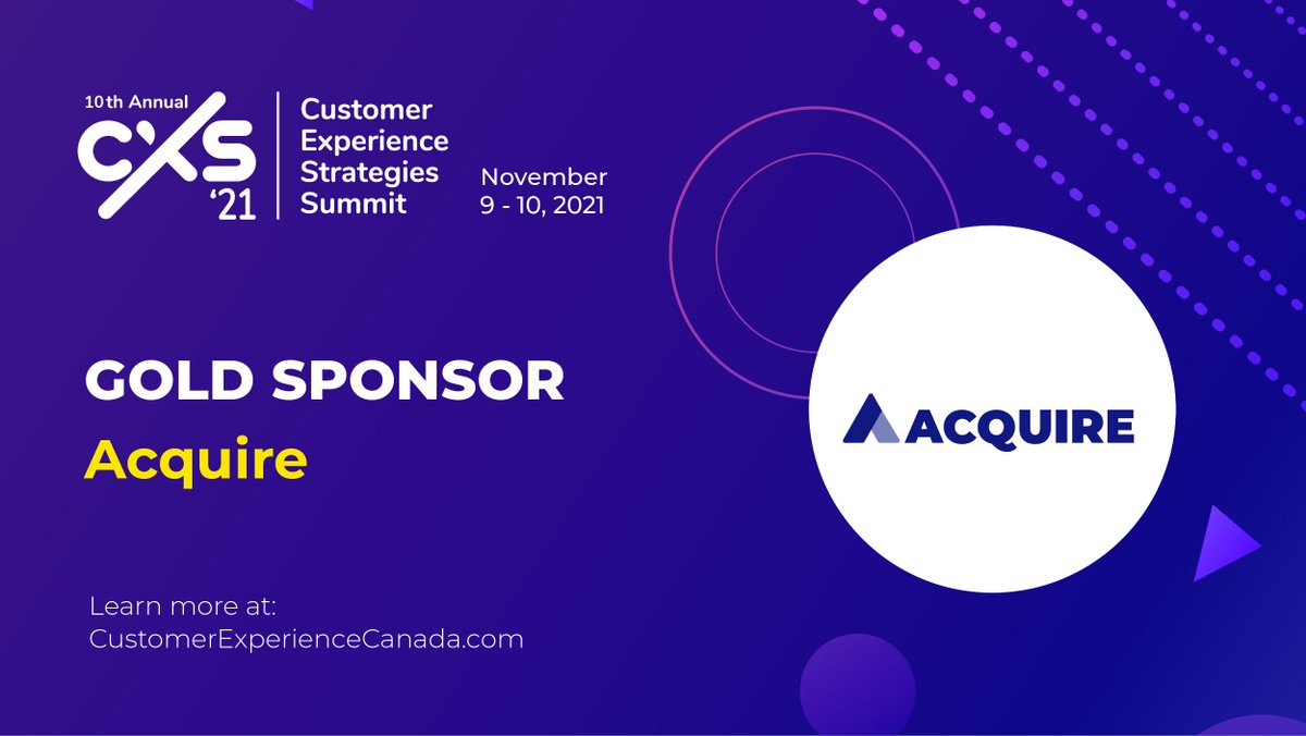 CXToronto's tweet photo. Welcome to @aquire - another one of our valued gold #CXS2021 sponsors. Continuously engage customers while minimizing resolution time and redundancy, and rise to the next wave of customer experience. Learn more at the #CustomerExperience summit! Sign Up: https://t.co/A75dJ2eoR4 https://t.co/F5BMkw21nF