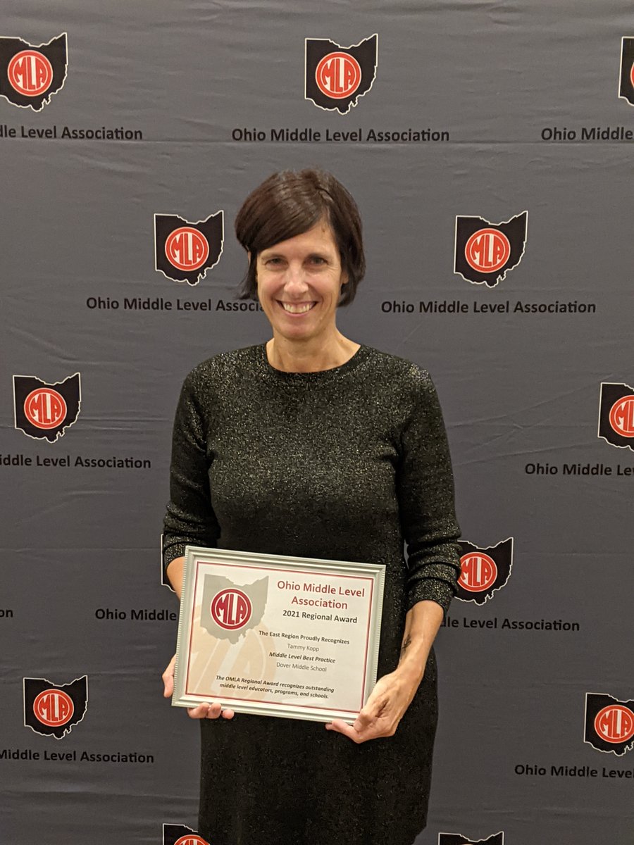 CityDover's tweet photo. Congratulations to Tammy Kopp for being named Ohio Middle Level Association's East Region award winner! Tammy works tirelessly to provide a great environment for learning for our students at Dover Middle School and is always an example of #thedoverdifference. #wearedover https://t.co/THF7UdVBcr