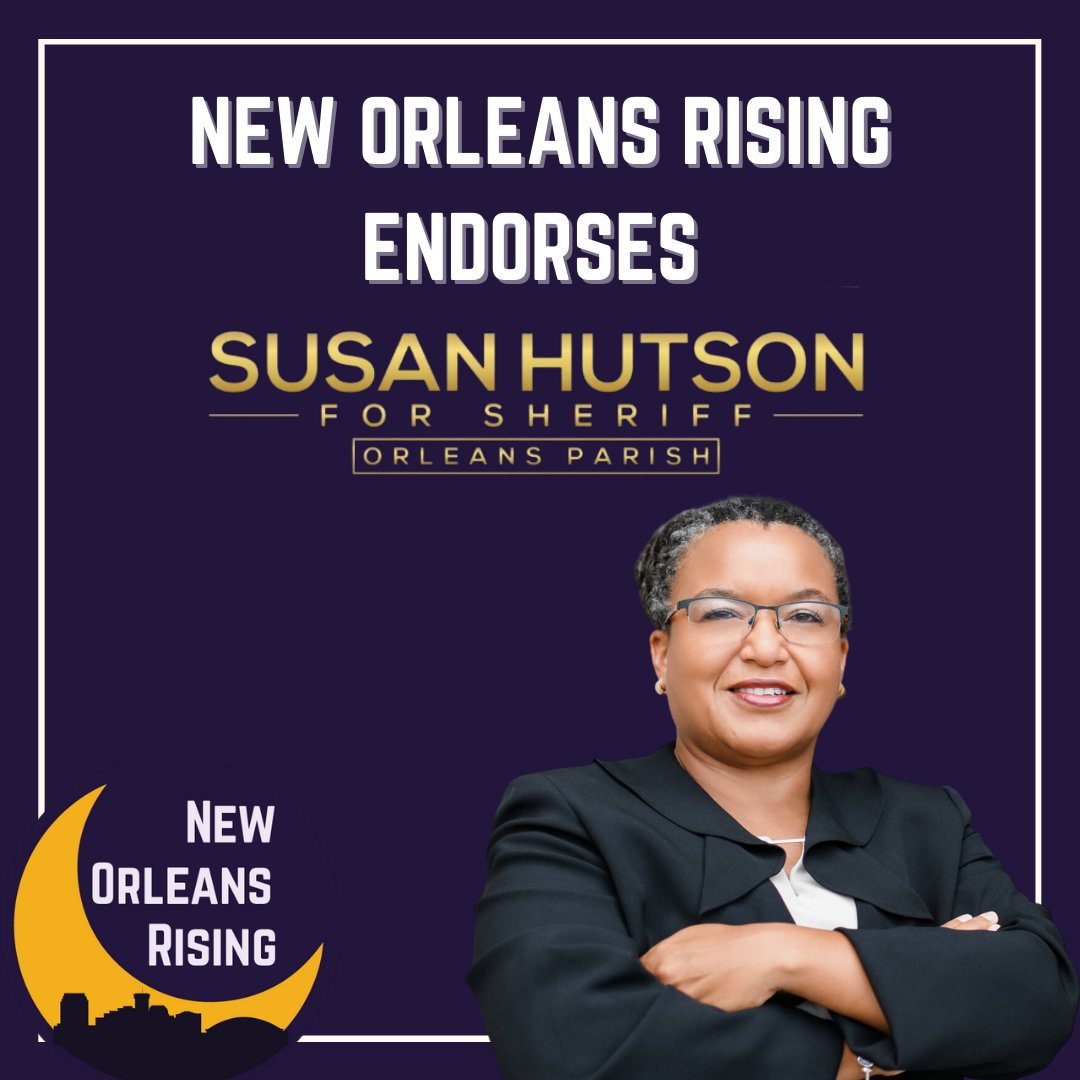 nolarisingpac's tweet photo. New Orleans Rising is proud to endorse @SusanforSheriff as the progressive sheriff New Orleans needs. 

Susan is committed to fighting for our community, which she demonstrated by signing onto our platform for justice and stating "I will use my voice to support this platform". https://t.co/q3ERP9Xpto