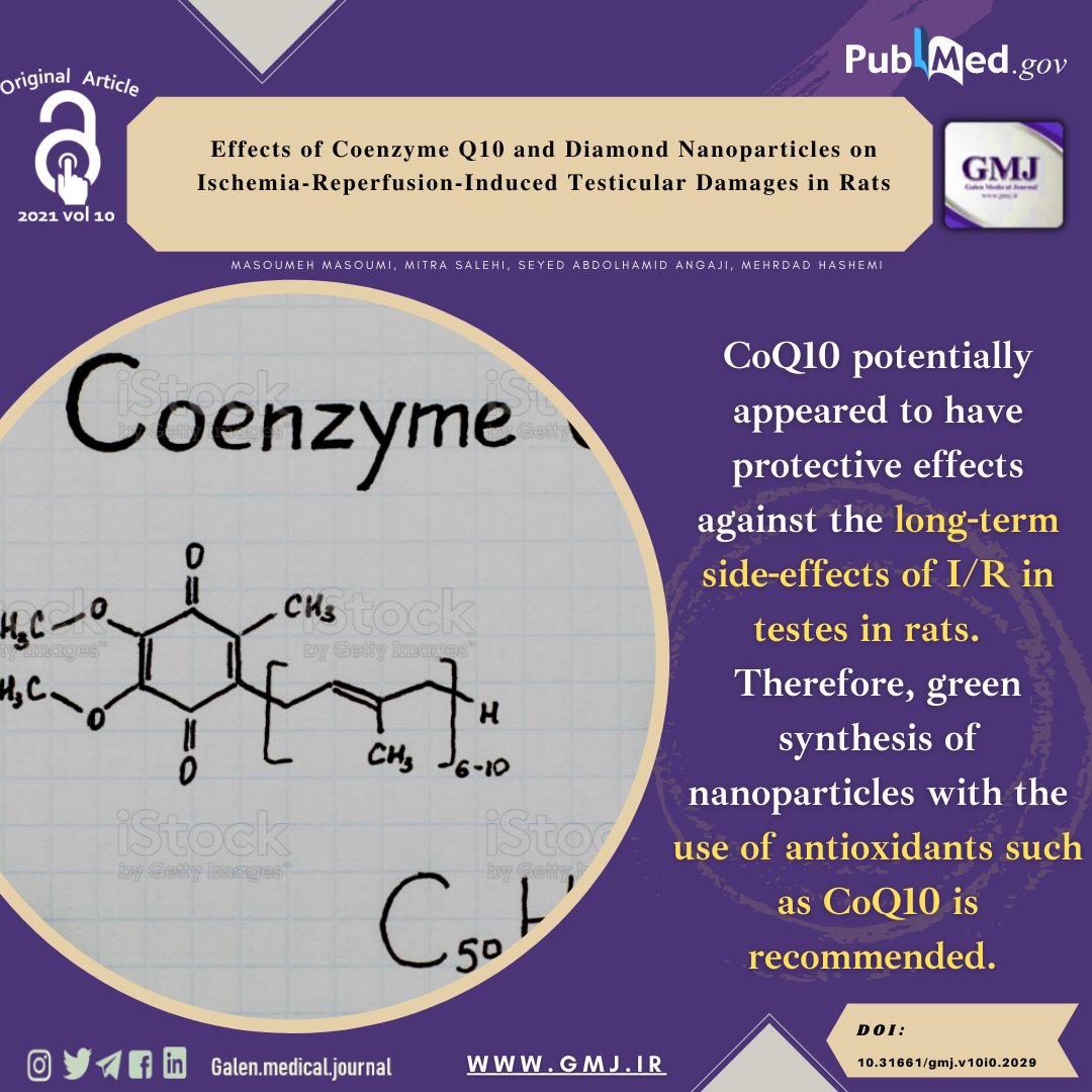 galenjournal's tweet photo. .
⭕Effects of Coenzyme Q10 and Diamond Nanoparticles on Ischemia-Reperfusion-Induced Testicular Damages in Rats
⭕Read this article at:
https://t.co/vHxbYhme8I
.
#Rats #CoQ10 #Oxidative_Stress #Testicle #Diamond_Nanoparticles #Ischemia_Reperfusion https://t.co/c3tvqhgTNa