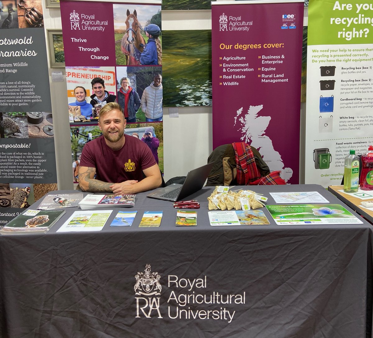 RoyalAgUni's tweet photo. Yesterday we attended and supported the Community Environment Day at Tetbury's Goods Shed.
We discussed the relevance of our degrees in the current global climate and we spoke to visitors about our Wild Campus conservation project. Thanks for having us at this special event! https://t.co/Csl6KUSSVD