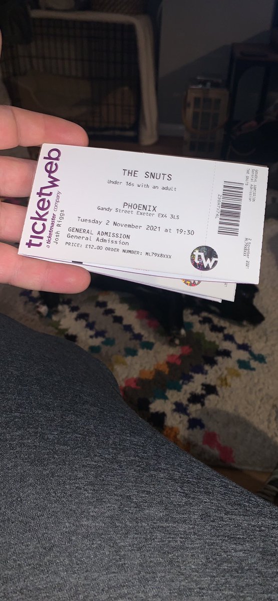 JoshRiggs's tweet photo. 4 x paper tickets for @TheSnuts tomorrow (2/11/21) in Exeter £20 for the lot. Collection only Yeovil https://t.co/DWhliimgSa