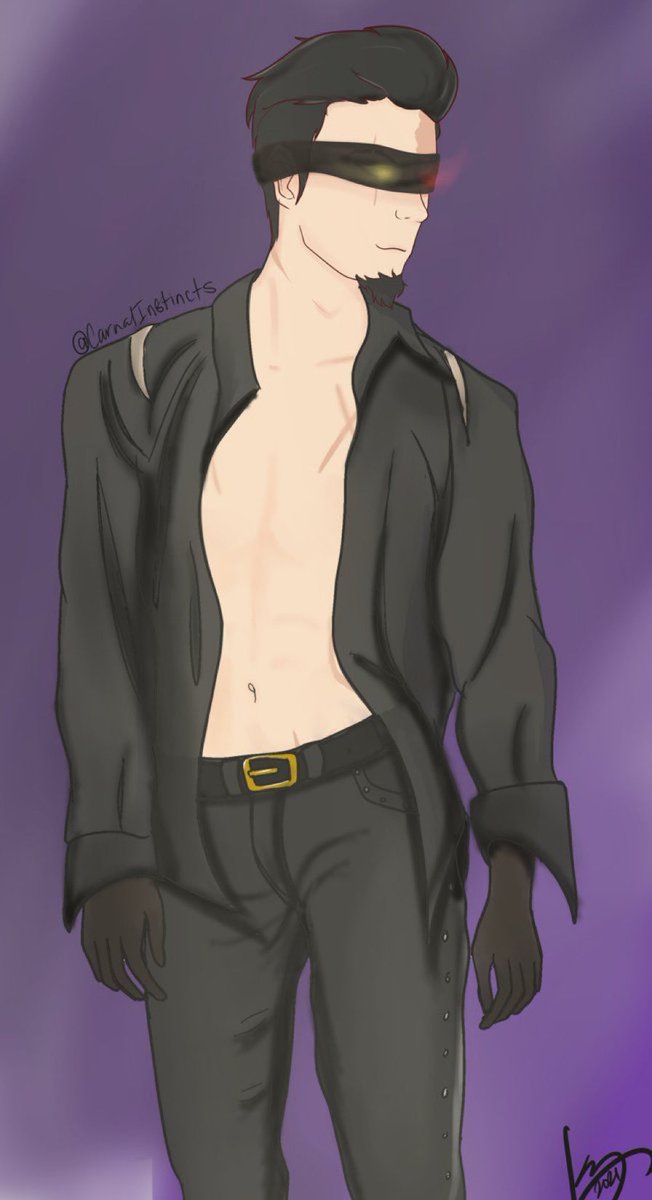 SinisterBubbles's tweet photo. Drawing the boy while recovering. 
Although Asmodeus was revealed in Helluva Boss, this was my version I created before he was revealed. He’s my oc but not in line with canon for HB. I’ll just make him multiverse or something. https://t.co/13YtIJkSya