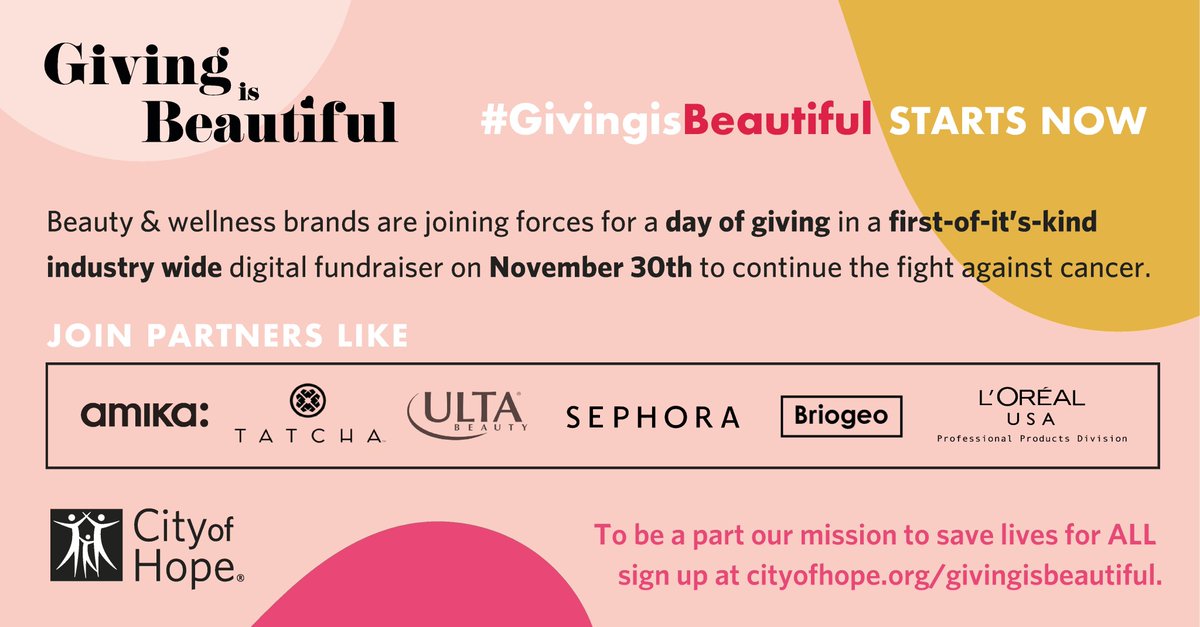 cityofhope's tweet photo. 💋 Some of your favorite beauty brands are helping City of Hope fight cancer!
Be part of #GivingisBeautiful and donate. Your gift will help transform pioneering research into new therapies and approaches, saving countless lives. Donate: https://t.co/kripCaAnGy https://t.co/cZwqp24khb