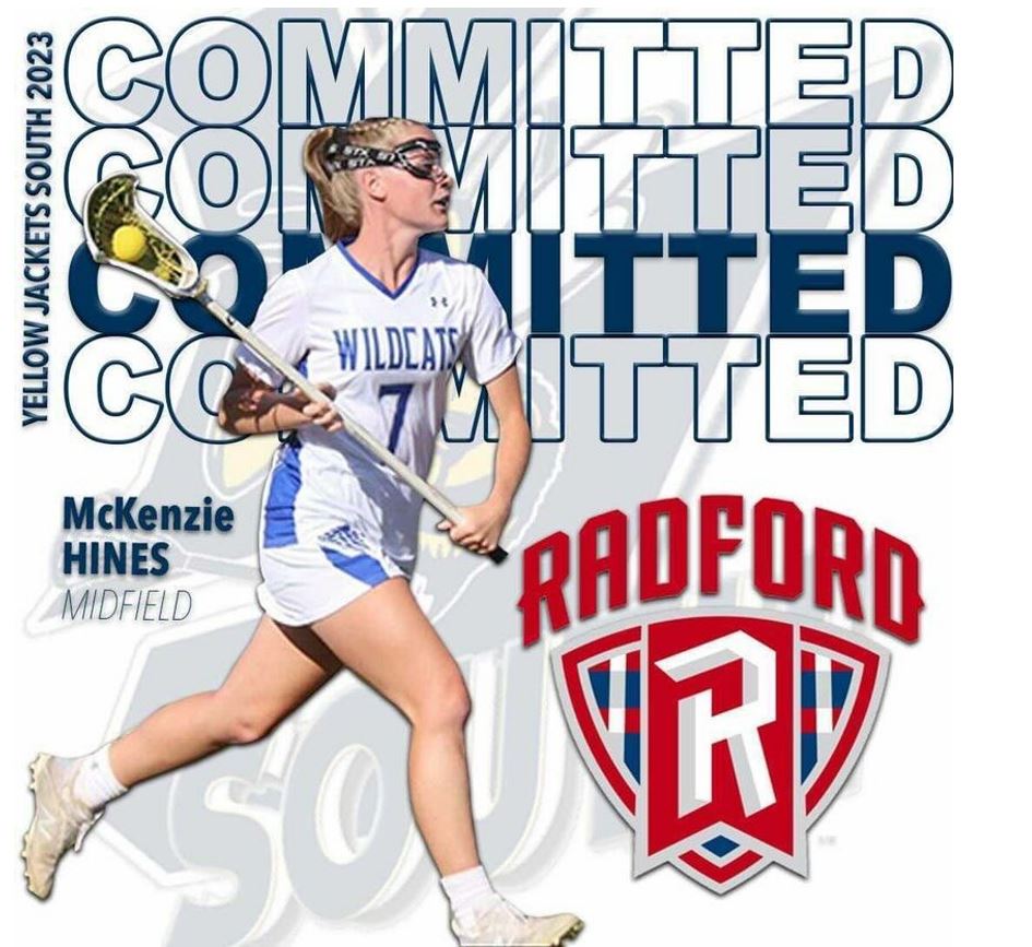 toplaxrecruits's tweet photo. Congrats to McKenzie Hines of Yellow Jackets South @YJSouthlacrosse + Rockbridge HS | VA 2023 | Mid, Def on committing to Radford University, Women's D1 @radfordwlax #RULAX @ConnectLAX https://t.co/Q6QnOkBgxR