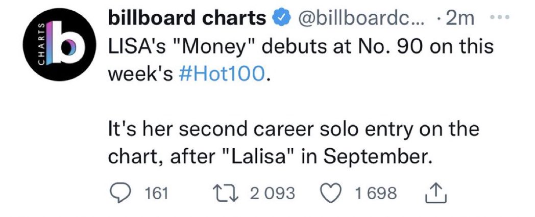 TeamLisaPH's tweet photo. Let’s celebrate!! Who’s awake? Drop the tags. 

MONEY HOT100 DEBUT
#MONEY #LALISA #SG https://t.co/UIFQfQE7Fw