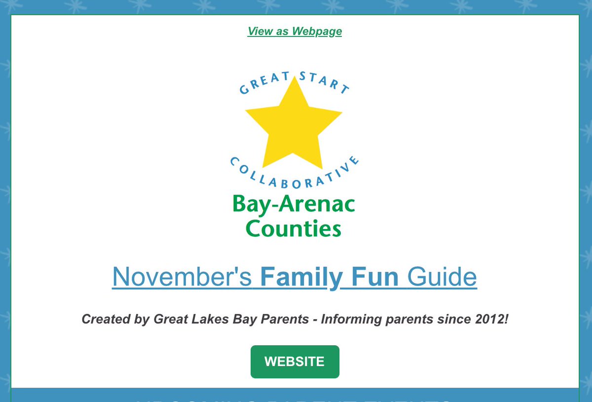 BAGreatStart's tweet photo. The NOVEMBER FAMILY GUIDE has something for everyone. Check out the resources section for upcoming parent classes, support groups, and family resources offered in #baycountymi and #arenaccountymi!
READ THE NEWSLETTER: https://t.co/hilidcG44x https://t.co/pWhYu08OlJ