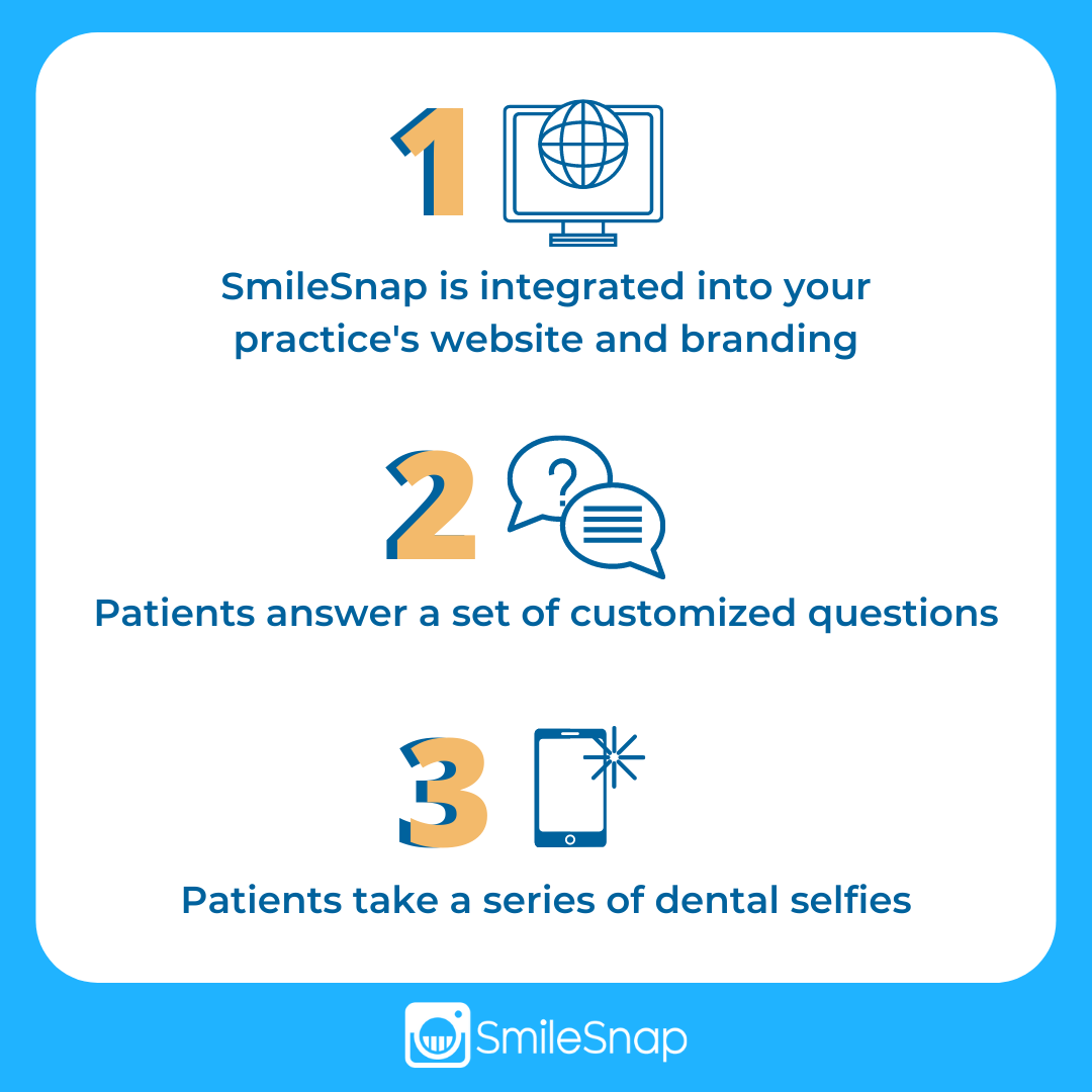 SmileSnap_'s tweet photo. Curious about SmileSnap but not exactly just how you would juggle your regular day in the office with virtual consultations? 🧐

Swipe to see how our #virtualconsultation technology works! In less than 2 minutes, you can complete our VC process from START➡️FINISH. https://t.co/KZSAAc2oha