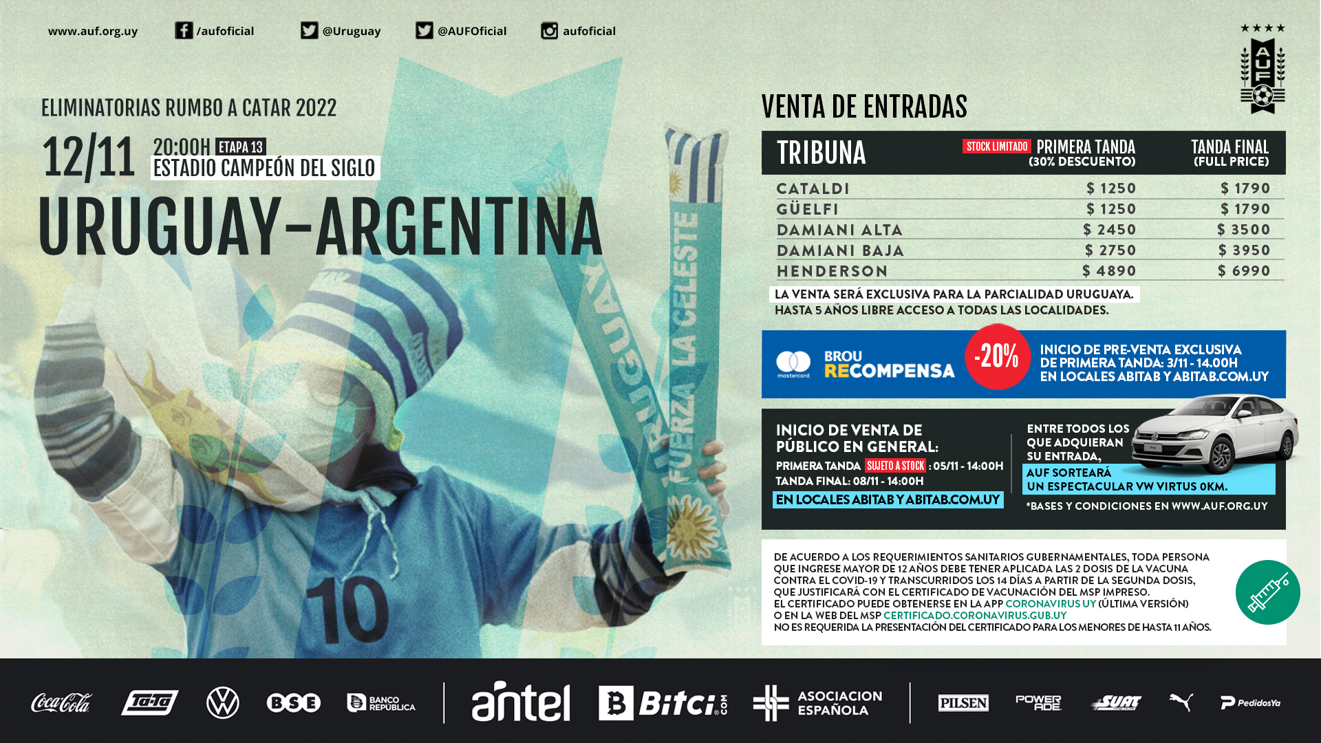 Salen a la venta las entradas para Argentina y Uruguay