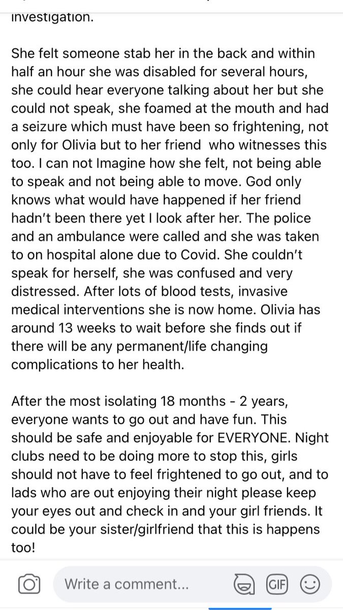 ashleighlew_'s tweet photo. My 19-year old cousin was spiked with an injection in Sheffield last night. This has to stop, this isn’t ok!!!!!!!! I don’t know how people could be so cruel, what have they achieved by doing this? Please share / retweet to raise awareness of what’s going on!!! https://t.co/QXa7B9xUN5