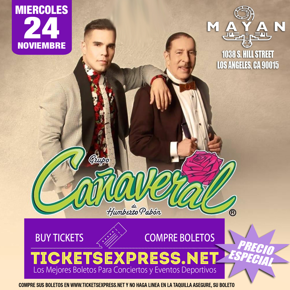 TicketsExpress1's tweet photo. Grupo Cañaveral
Miércoles 24 de Noviembre, 2021
Puertas abren/ Doors open: 9pm
Edad/Age: 21+ with ID
Precio Especial $45
Compre boletos Aqui: https://t.co/szzge4JtRK
The Mayan
1038 South Hill Street, Los Angeles, CA 90015
#GigglesNightclub #ticketsexpress #GrupoCañaveral https://t.co/Zi6HSU3Iqf