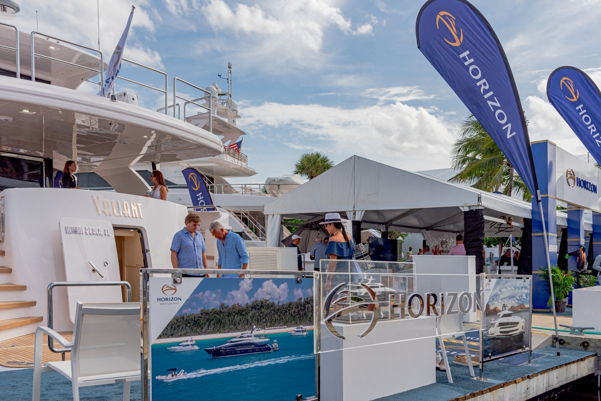 HorizonYachtUSA's tweet photo. What a great show it was! Thank you to our amazing team and to all who came out to see the fabulous the brand new #E81 and all the Horizon builds on display at #FLIBS2021. See you next year! https://t.co/UDz7hF3o4x
