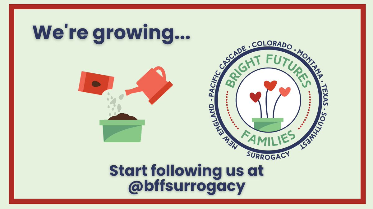 NESurrogacy's tweet photo. We’re growing! Same local surrogacy support with more locations around the US.  Make sure to follow @BFFSurrogacy, parent company of @ColoradoSurro, @MTSurro, @southwestsurro, @NESurrogacy, @SurroTexas, and @PCSurro. https://t.co/nBFszJahAE