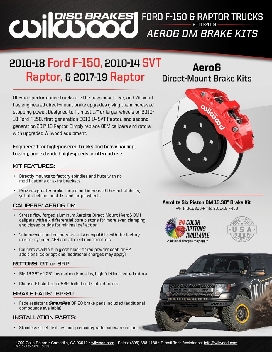 Wilwoodbrakes's tweet photo. Hey Ford F-150/Raptor owners! We've got the brake kit for you. Our new six piston, direct mount front brake kits fit most 17” wheels. #WilwoodDiscBrakes #SEMA #SEMA2012 #Ford #Raptor #OffRoad #overlanding
New product release early 2022
Stop by the Wilwood booth 24743 @ SEMA https://t.co/Or0iRHnPPC