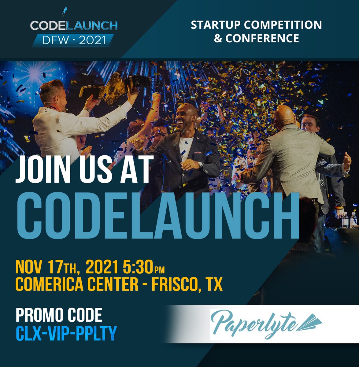 paperlyte's tweet photo. We are proud to be a @CodeLaunch partner! Use promo code CLX-VIP-PPLTY &amp; the 1st 100 get general admission free. Get your ticket now and we will see you there! https://t.co/VRohaHns3F https://t.co/K5DY3mUulS