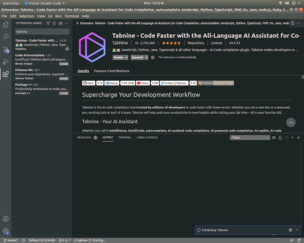 Verlaine_Devnet's tweet image. Discovery of the day @Tabnine_ 🤩
AI assistant for developers and teams,it took me 1 &apos; to feel the power 🔥
if you want to boost your productivity here is the perfect tool.
Thanks to @DevNetCreate i can enjoy learning for 3 months with Tabnine 
#devnet #devnetcreate