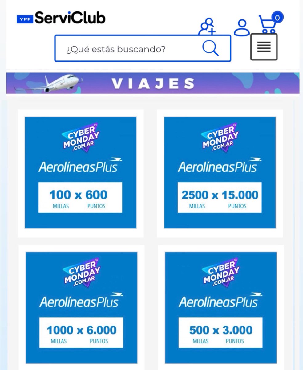 Floxie10's tweet photo. Aprovechá el #Cybermonday en la tienda @YPFServiclub ! Podes canjear puntos por millas de #AerolineasPlus al 50%! Te dejo el link para que vayas pensando en tu próximo viaje 👉🏻 https://t.co/qi1vrKGX5W ✈️ https://t.co/XZZBIsQK8x