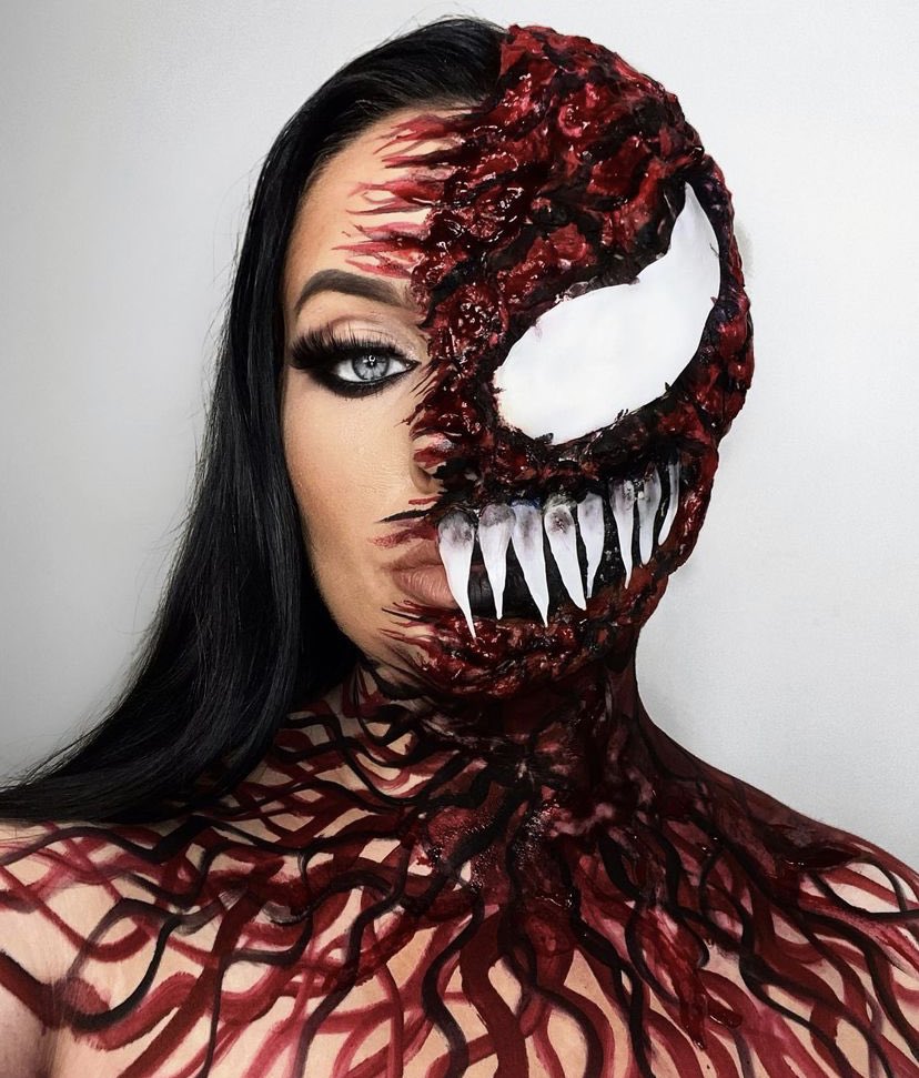 lishartistry's tweet photo. I’m back Twitter! Hope everyone had a Spooktacular Halloween💀 here’s one of my favourite looks this year! @VenomMovie Let there be Carnage! #Venom #HalloweenCostumeContest https://t.co/29fP3rCEo9