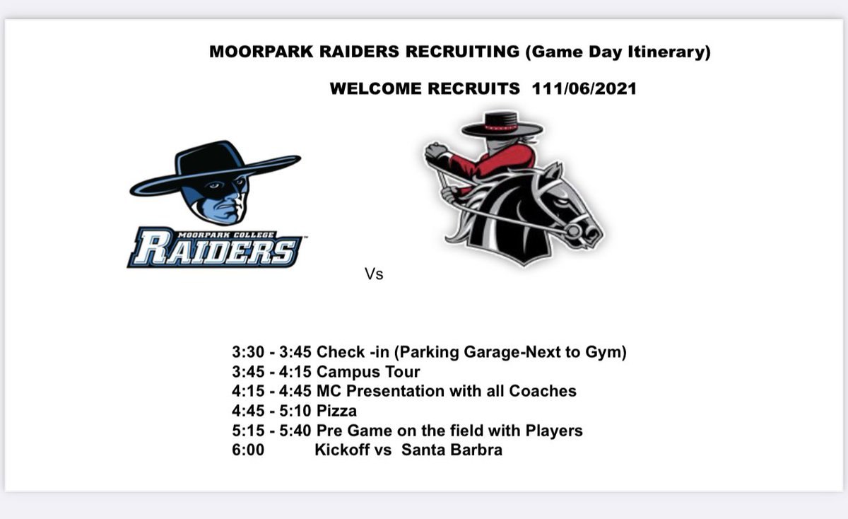 Big date for Moorpark college football! Excited for our 2021 Recruit Day Nov 6th! Welcoming all recruits and their families to come check out this special place we call home! #M1R4

<a href="/CoachStuMC/">Mike Stuart</a> <a href="/CoachJDiazMC/">John Diaz</a> <a href="/CoachOmarColon/">Omar Colon</a> @CoachWickMC <a href="/holly_coach/">Matt Holly</a> <a href="/MattCrater/">Coach Crater</a> @Jstu082
