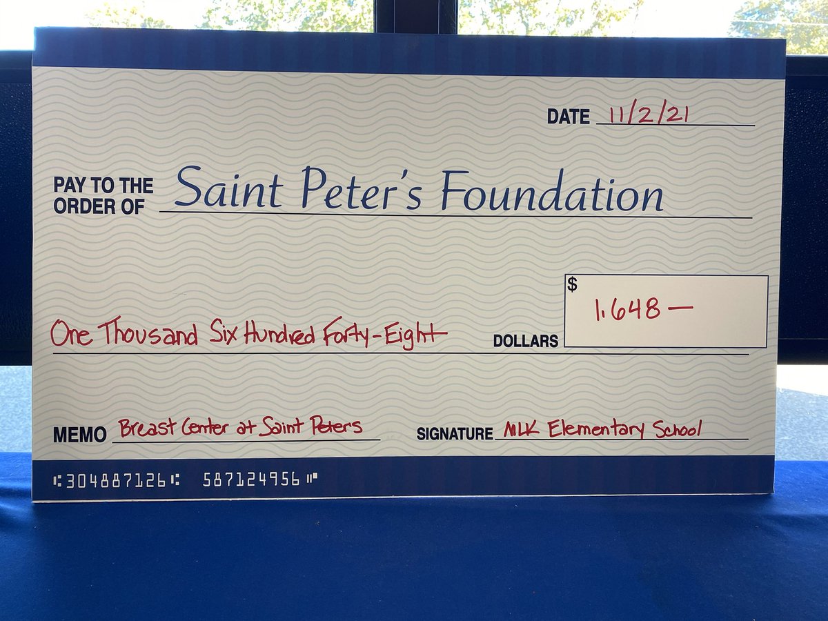 mlk_elementary's tweet photo. A special thank you to Monica Saraiya and Cheryl Jackson for spearheading @mlk_elementary’s fundraising effort for St. Peter’s Foundation and #BreastCancerAwareness! What a beautiful day to walk for a cure!    #shinebrightedison #mlkspirit #mlkpride #bluelions 💙🦁💗 https://t.co/5fRAtIFMS9