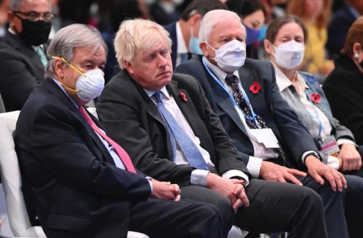 chunkymark's tweet image. Boris Johnson fast asleep at the most important conference ever, and the only person without a mask.. FFS!! What a moron