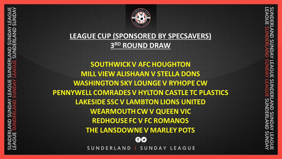 Confirmation of the League Cup 3rd Round draw which was done live on Facebook earlier